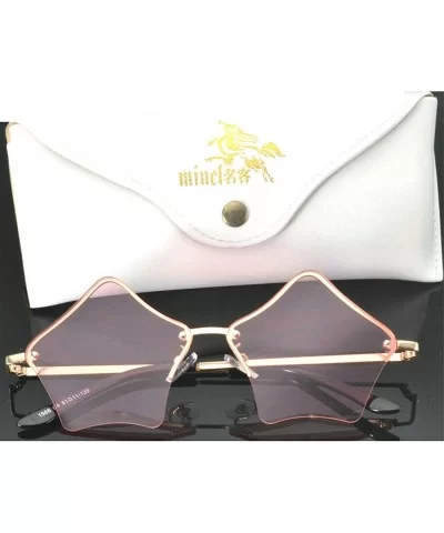 Super Cute Star Shape Rimless Sunglasses Metal Frame Transparent Candy Color Eyewear - Pink - C518GUG0AST $17.91 Oval