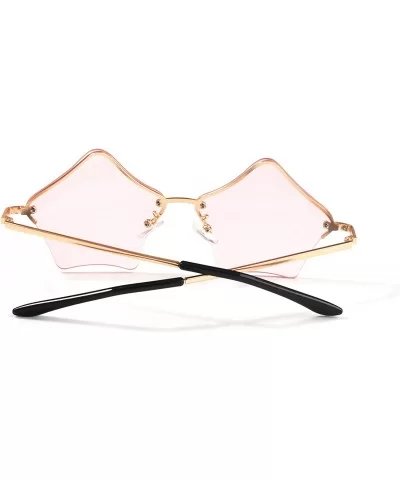 Super Cute Star Shape Rimless Sunglasses Metal Frame Transparent Candy Color Eyewear - Pink - C518GUG0AST $17.91 Oval