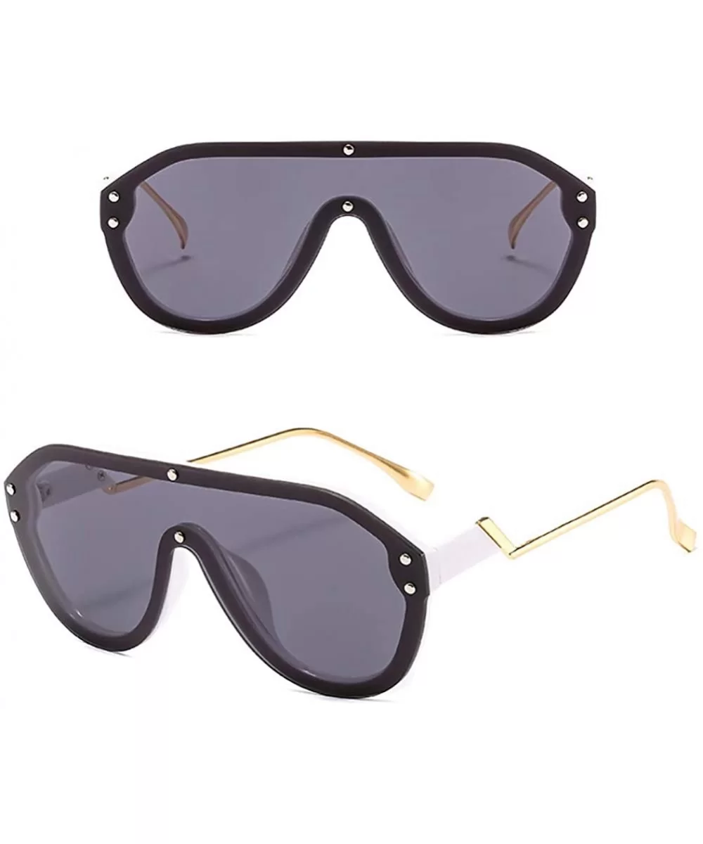 Owersized Fashion Sunglasses-Hip Hop Vintage Shade Glasses-Square Metal Frames - D - C4190EGXQUO $50.08 Oval