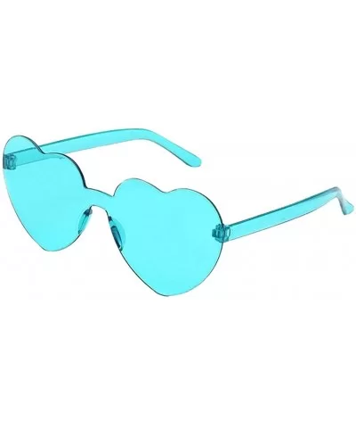 Love Heart Shaped Sunglasses Women PC Frame Resin Lens Sunglasses UV400 Sunglass - Sky Blue - CC190DXHQ3T $11.60 Goggle