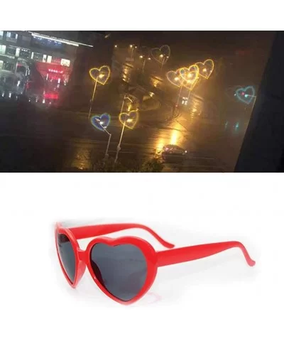 Douyin Same Type Love Glasses at Night Heart-Shaped Lights Become Love Special Effects Glasses - Red - CZ196MDKTQ4 $13.76 Goggle