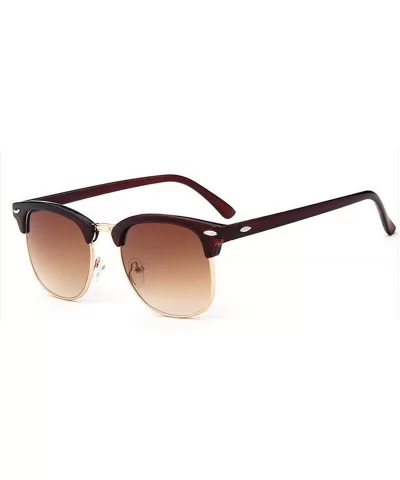 Half Metal Fashion Sunglasses Men/Women Retro Rivet Lens Classic Sun Glasses Oculos UV400 - C3 - C2197A2W5A5 $46.75 Goggle