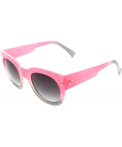 Colorful Two-Tone Bold Rim Round Oversized Horn Rimmed Sunglasses (Pink) - C411FBCSHVD $12.80 Wayfarer