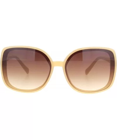 Womens Squared Horn Rim Luxury Panel Lens Sunglasses - Solid Beige Gradient Brown - CM18NUUWNKX $18.02 Rectangular