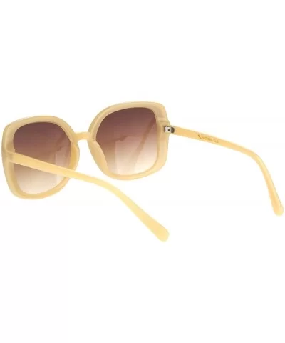 Womens Squared Horn Rim Luxury Panel Lens Sunglasses - Solid Beige Gradient Brown - CM18NUUWNKX $18.02 Rectangular