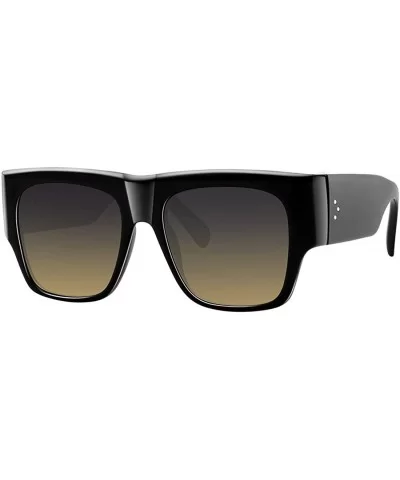 Flat Top Square Sunglasses for Women Fashion Shades with UV Protection WS97278 - Gloss Black - CE196QZ4MAG $13.13 Oval