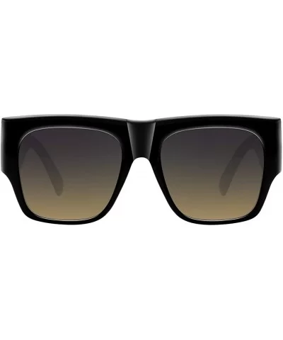 Flat Top Square Sunglasses for Women Fashion Shades with UV Protection WS97278 - Gloss Black - CE196QZ4MAG $13.13 Oval