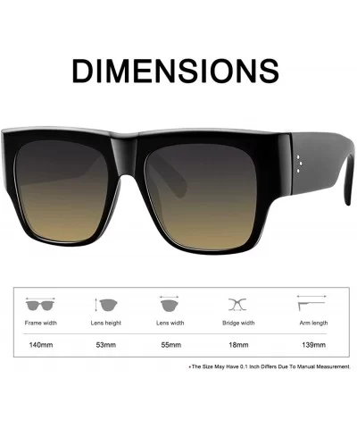 Flat Top Square Sunglasses for Women Fashion Shades with UV Protection WS97278 - Gloss Black - CE196QZ4MAG $13.13 Oval