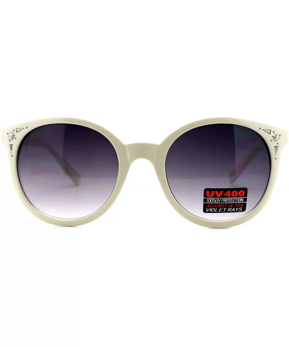 Vintage Round Fashion Sunglasses for Women Cute Horn Rim Design - White - CC1899ZQHX9 $13.95 Round