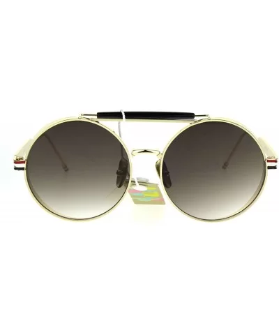 Vintage Retro Fashion Sunglasses Side Cover Round Circle Unisex Shades - Gold (Brown Smoke) - C7186NW69ZD $17.74 Round