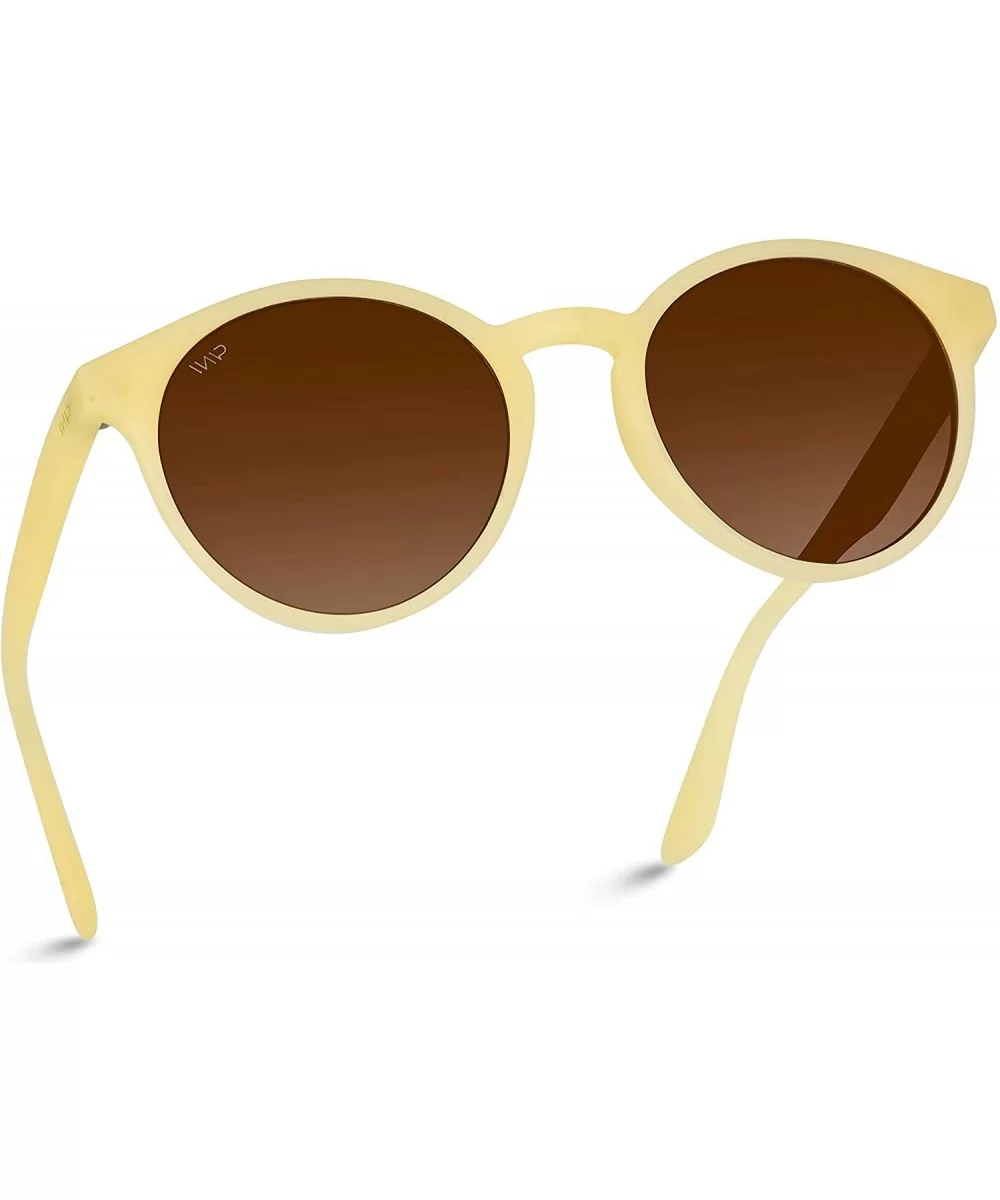 Classic Small Round Retro Sunglasses - Soft Beige Frame / Brown Lens - CG12GO6D0WZ $39.16 Wayfarer