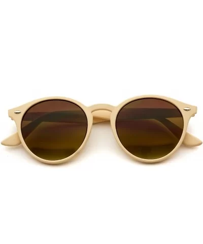 Classic Small Round Retro Sunglasses - Soft Beige Frame / Brown Lens - CG12GO6D0WZ $39.16 Wayfarer