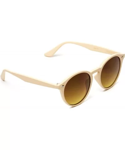 Classic Small Round Retro Sunglasses - Soft Beige Frame / Brown Lens - CG12GO6D0WZ $39.16 Wayfarer