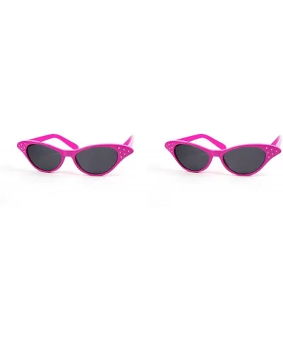 Vintage Style Cat Eye Retro Sunglasses Rhinestones P1009 - 2 Pcs Hot Pink & Hot Pink - CN11ZWXIE4V $21.43 Cat Eye