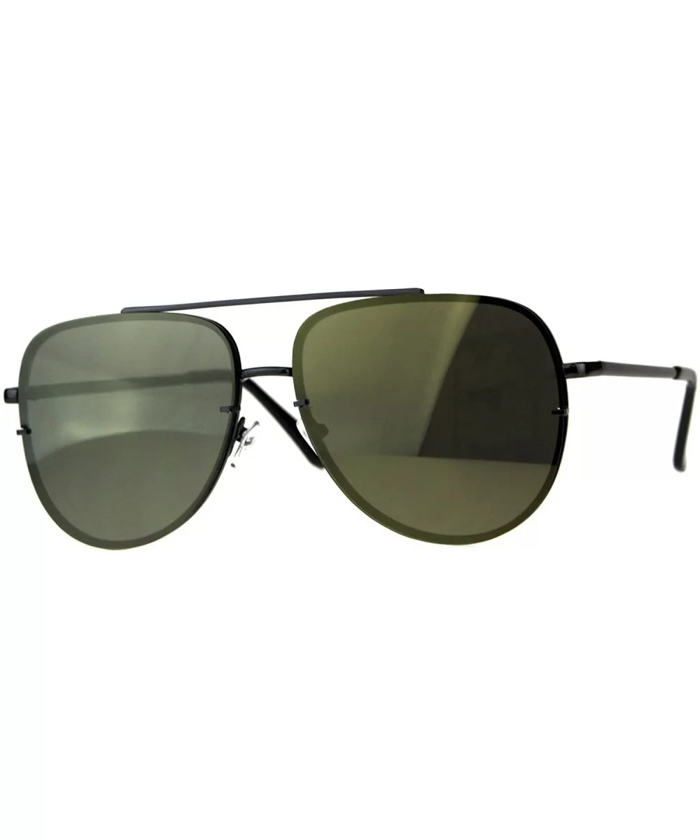 Womens Fashion Sunglasses Flat Top Squared Pilot Aviators Mirror Lens - Gunmetal (Gold Mirror) - C718D69Y25A $15.51 Aviator