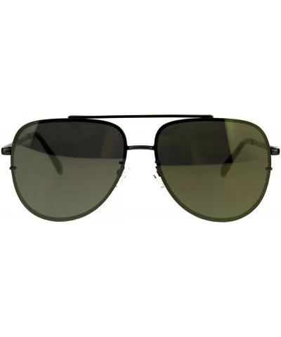 Womens Fashion Sunglasses Flat Top Squared Pilot Aviators Mirror Lens - Gunmetal (Gold Mirror) - C718D69Y25A $15.51 Aviator