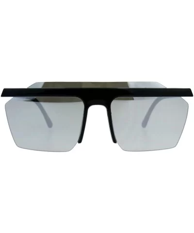 Mirrored Lens Sunglasses Minimal Flat Top Rim Square Exposed Lens Unisex - Black (Silver Mirror) - CA180ZYUQ0H $15.92 Rimless