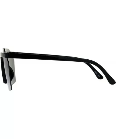 Mirrored Lens Sunglasses Minimal Flat Top Rim Square Exposed Lens Unisex - Black (Silver Mirror) - CA180ZYUQ0H $15.92 Rimless