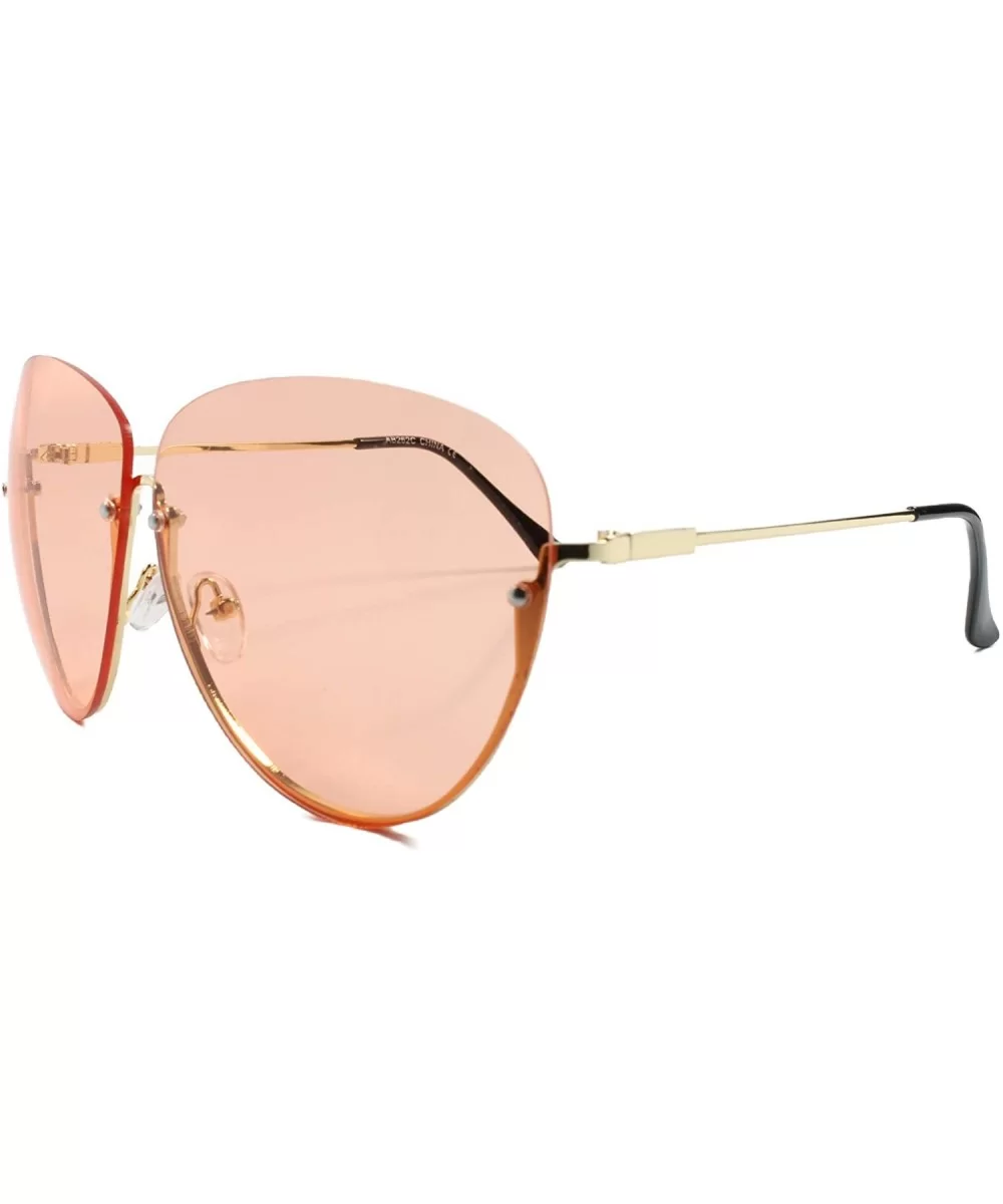 Unique Large Oversized Semi Rimless Womens Aviator Sunglasses - Gold & Orange - CV18T300I6I $18.02 Aviator