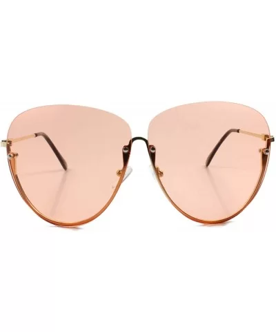 Unique Large Oversized Semi Rimless Womens Aviator Sunglasses - Gold & Orange - CV18T300I6I $18.02 Aviator