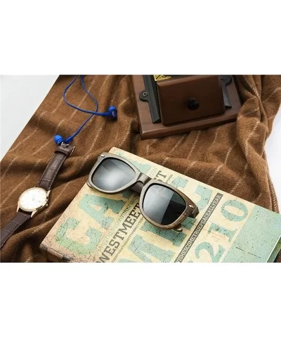 Wood Sunglasses with Polarized lenses for Men&Women Handmade Bamboo Wooden Sunglasses - Grey - CO18S432NTW $60.12 Aviator