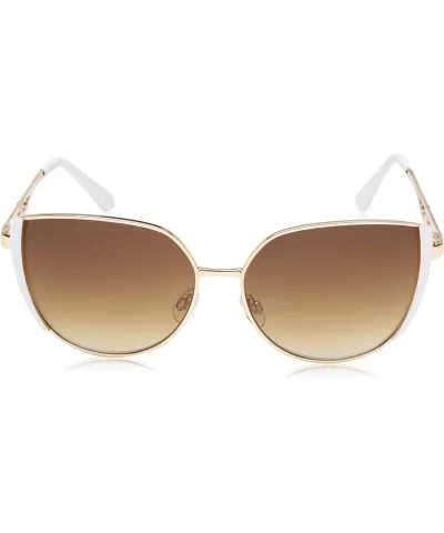 Women's R3279 Metal Cat-Eye Sunglasses with Enamel Side Frame 100% UV Protection - 65 mm - Gold & White - CW18O39L4RW $75.48 ...