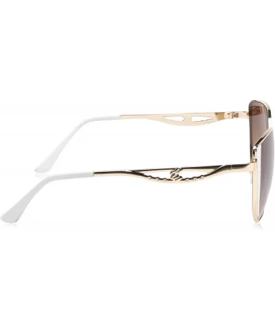 Women's R3279 Metal Cat-Eye Sunglasses with Enamel Side Frame 100% UV Protection - 65 mm - Gold & White - CW18O39L4RW $75.48 ...