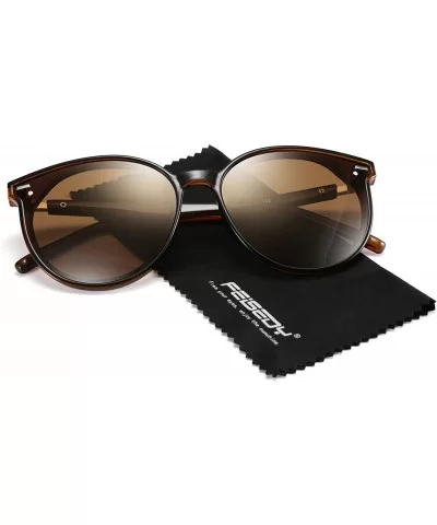 Polarized Classic Round Retro Plastic Frame Vintage Inspired Sunglasses B2469 - Brown - CR18NI2RZ8O $20.29 Cat Eye