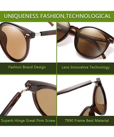 Polarized Classic Round Retro Plastic Frame Vintage Inspired Sunglasses B2469 - Brown - CR18NI2RZ8O $20.29 Cat Eye