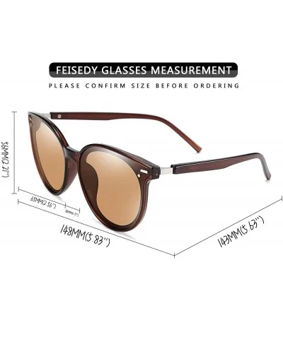 Polarized Classic Round Retro Plastic Frame Vintage Inspired Sunglasses B2469 - Brown - CR18NI2RZ8O $20.29 Cat Eye