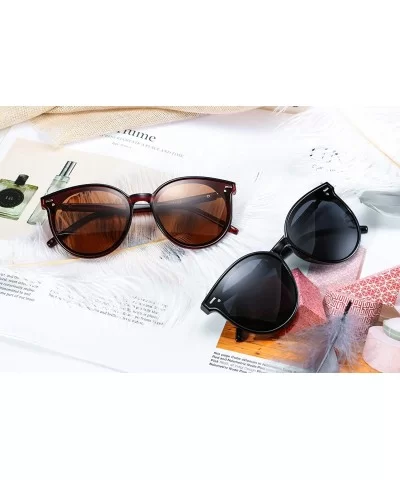 Polarized Classic Round Retro Plastic Frame Vintage Inspired Sunglasses B2469 - Brown - CR18NI2RZ8O $20.29 Cat Eye