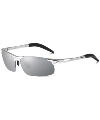 Polarized Driving Sunglasses UV Protection Metal Lightweight Semi-Rimless Men's Glasses - C5 - CW18KQ9AT3G $34.10 Semi-rimless