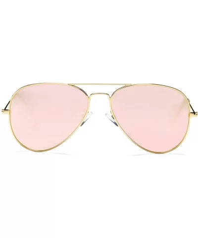 Classic Polarized Aviator Sunglasses for Men and Women UV400 Protection - Gold Frame/Pink Mirrored Lens - CG188R9C7NZ $17.84 ...