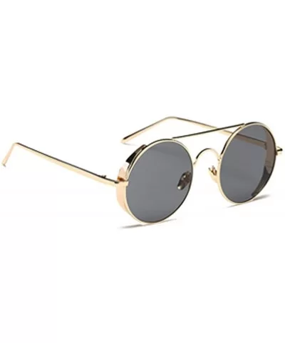 Fashion Glasses - Round Retro Eyewear UV400 Protection Steampunk Sunglasses - Tea Frame Tea Lens - CL190G23YZN $11.36 Round