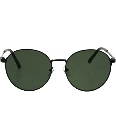 Classic 90s Dad Round Metal Rim Trendy Retro Fashion Sunglasses - Black Green - CC18QK688I2 $18.82 Oval