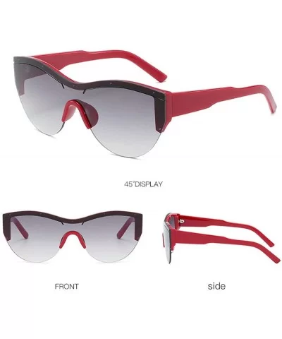 Fashion New One-piece Cat Sunglasses Brand Designer Ultralight Lady Glasses UV400 - Red - C718U2Y02XL $19.60 Goggle