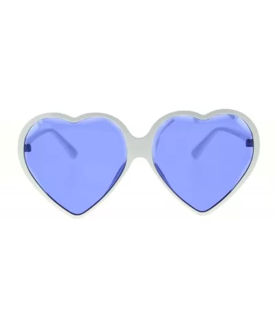 Beveled Diamond Cut Edge Heart Shape Plastic Valentines Sunglasses - White Blue - CS18TDLQ30A $18.01 Round