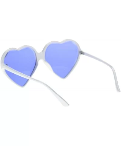 Beveled Diamond Cut Edge Heart Shape Plastic Valentines Sunglasses - White Blue - CS18TDLQ30A $18.01 Round