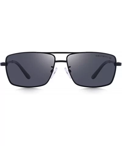 Men Polarized Rectangle Sunglasses For Driving Fishing Sun glasses S8159 - Black - CY18E42ZT5A $19.07 Sport