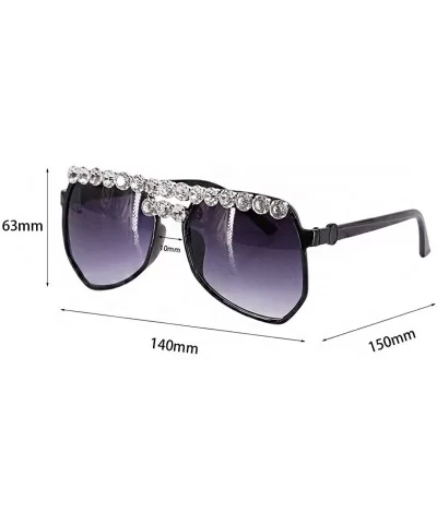 Vintage Cat Eye Diamond Crystal Sunglasses for Women Oversized Plastic Frame - Black Box - C1196SNWNCG $26.81 Round