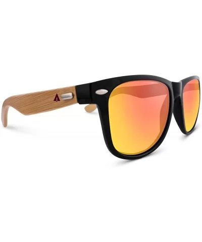 Wooden Bamboo Sunglasses Temples Classic Wayfarer Retro Square Wood Sunglasses - CE11XOCIA63 $46.19 Wayfarer