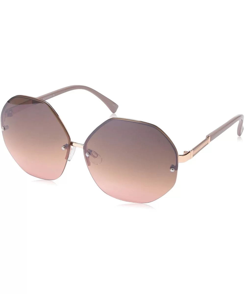 R3268 Semi Rimless Sunglasses Protection - Rose Gold & Nude - CC18O39AH8M $67.41 Square