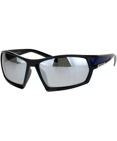 Mens Xloop Sunglasses Wrap Around Frame Bold Fashion Shades UV 400 - Black Blue (Silver Mirror) - CI18QIX2KEW $14.56 Wrap