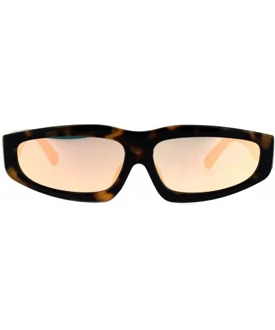 Triangle Lens Narrow Retro Futurism Plastic Mod Sunglasses - Tortoise Peach Mirror - C718K3Y4AGL $16.53 Rectangular