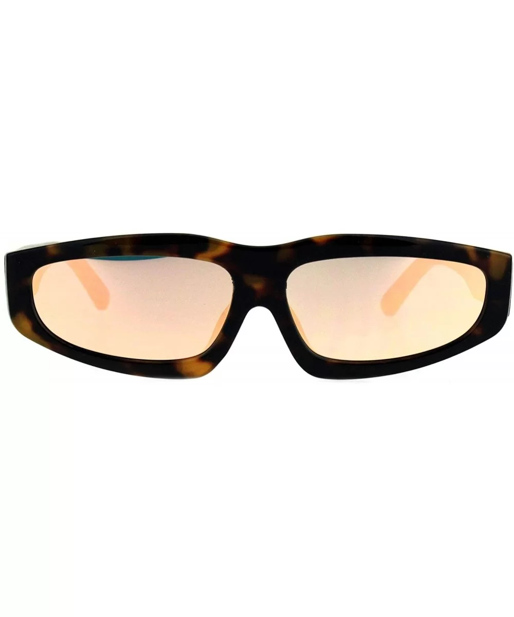 Triangle Lens Narrow Retro Futurism Plastic Mod Sunglasses - Tortoise Peach Mirror - C718K3Y4AGL $16.53 Rectangular