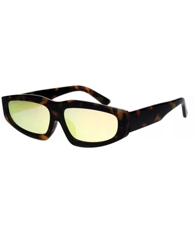 Triangle Lens Narrow Retro Futurism Plastic Mod Sunglasses - Tortoise Peach Mirror - C718K3Y4AGL $16.53 Rectangular