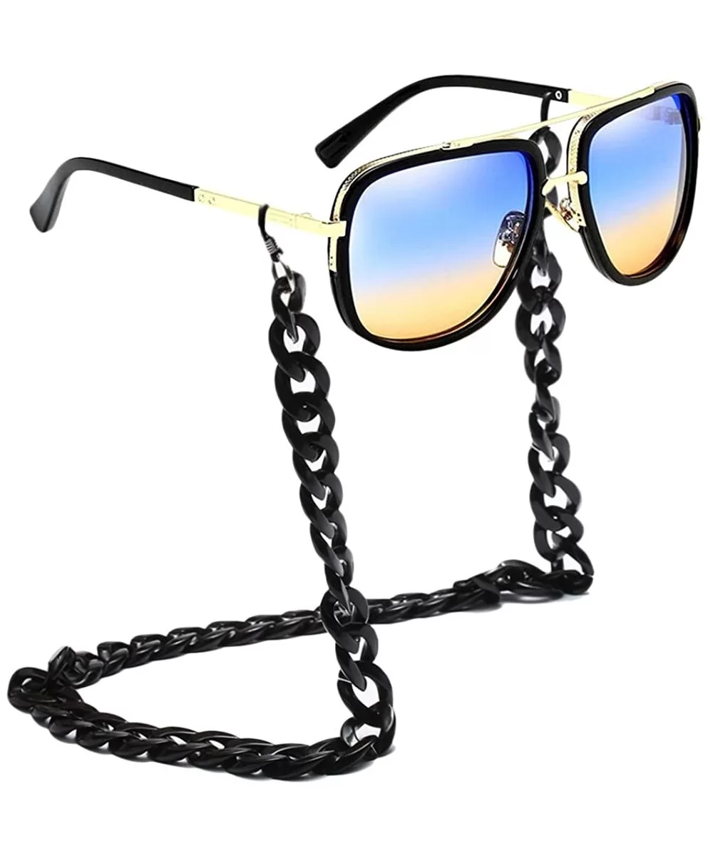 Neck Cord Strap Square Sunglasses Mens Outdoor Activities Keep Glasses On - Blue - CL18CYI65Q0 $37.21 Square