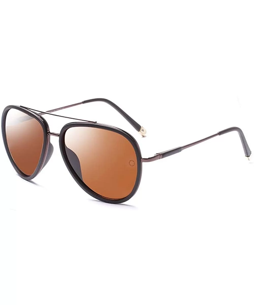 Sunglasses for Men Women Aviator Polarized Metal Mirror UV 400 Lens Protection - Brown - CM19048Q8ET $11.90 Aviator