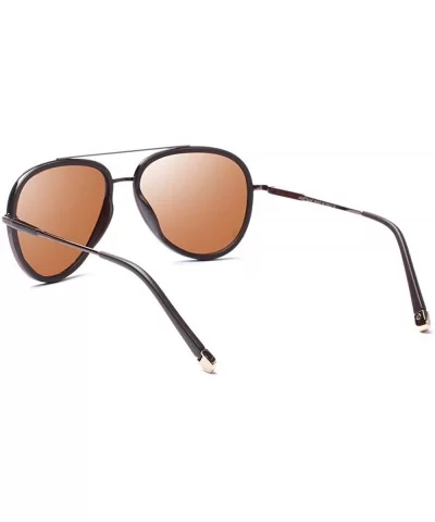 Sunglasses for Men Women Aviator Polarized Metal Mirror UV 400 Lens Protection - Brown - CM19048Q8ET $11.90 Aviator