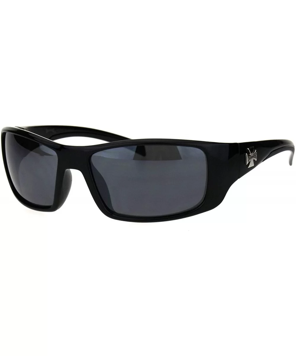 90s Classic Mens Biker Gangster Plastic Sunglasses - All Black - C618HZ3HIY7 $12.72 Rectangular